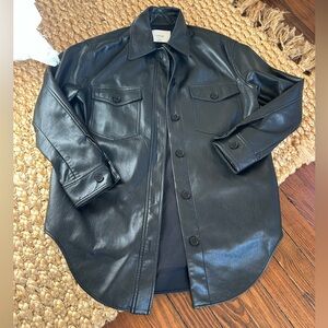 Aritzia Black faux leather shacket